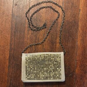 Street Level Gold Studded Clutch with Chain